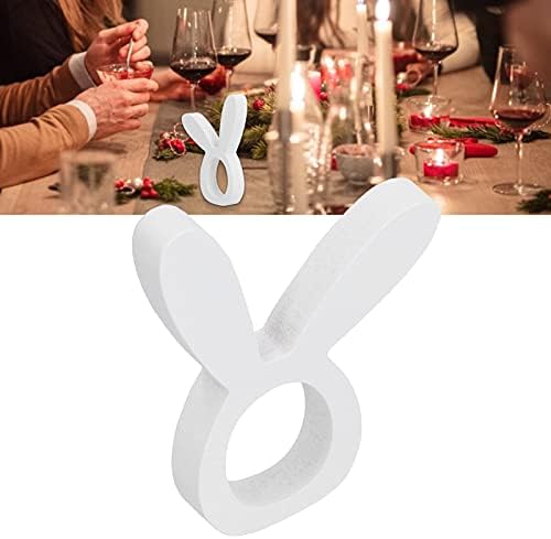 Облик на зајак дрвени прстени од салфетка, модерно дрво зајак уво прстени украсни занаети за домашна кујна вечера Денот на благодарноста