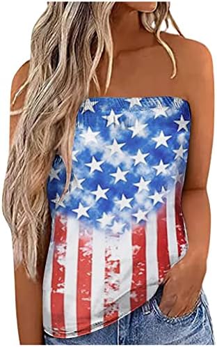 Хоксин Блузи Со Цевки Со Американско Знаме За Жени 4 јули Кошули Без Прерамки Обични Ленти Со Ленти Со Ленти Патриотски Маици Блуза