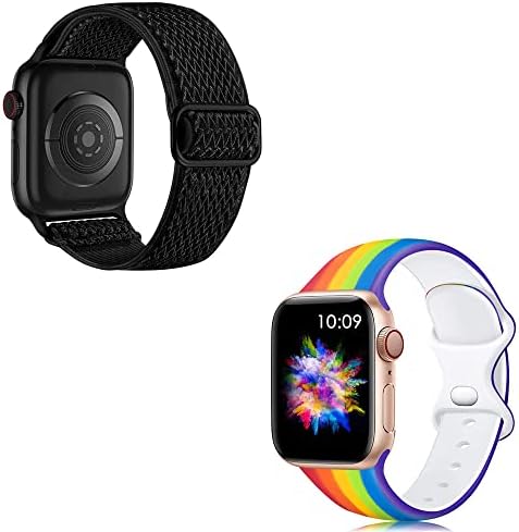 Lerobo Elastic Bands Strighty Solo Loop Soft Nilon Прилагодувачки соло спортски опсег за Apple Watch SE Series 7 6 5 4 3 2 1, силиконски