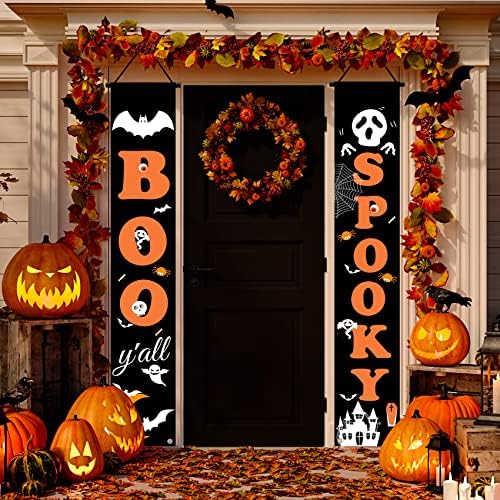Декорации за Ноќта на вештерките на отворено, Boo & Spooky висат тремови знаци декор, добредојде спој за влезната врата надвор од затворена