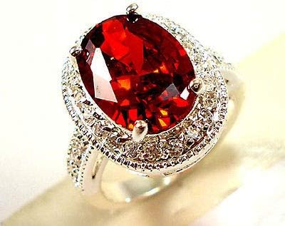 925 сребрен накит овален исечен црвен гарнет жени венчален прстен со големина 6-10
