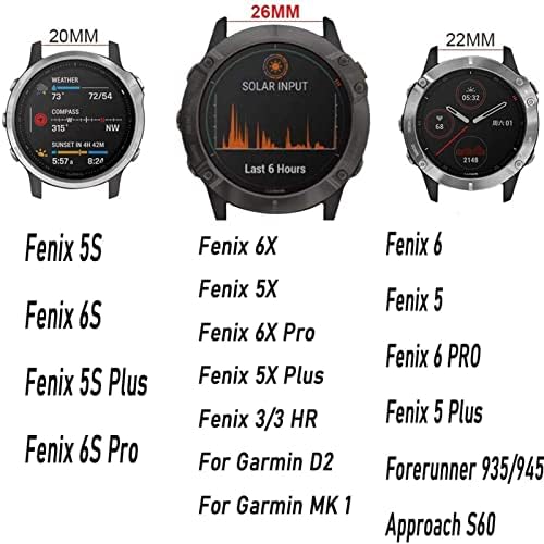 Дасеб 26 20 22мм Силиконски Брзо издание на часовникот за часовници за Garmin Fenix ​​7x 6x Watch Watch EasyFit Band Band Band Strap