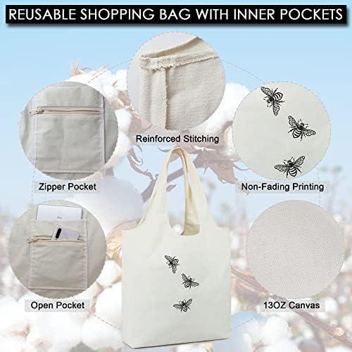Персонализирана торба за подароци од Beegreen за жени монограм торба за подароци за роденден со патент џеб 13oz & пчели платно