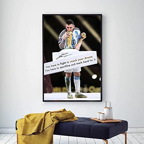 2022 Постер за шампион на Светскиот куп во Аргентина, познат фудбалски суперerstвезда инспиративни цитати постер платно wallидна уметност