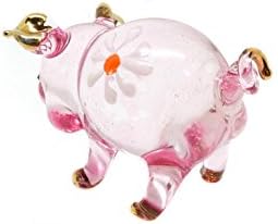 Рачно изработено мини розова свиња стакло разнесени уметности за домашни миленици, колекционерски фигури, фигури, украси минијатурни