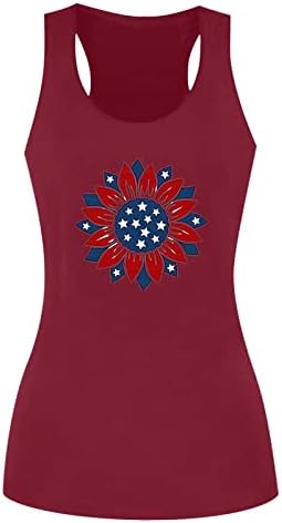 Графички резервоар врвови за женска американска знаме starвезда Патриотска кошула летна обична лабава маица без ракави смешна графичка