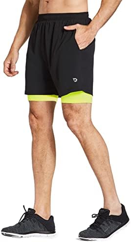Балаф машки 2 во 1 атлетски шорцеви за трчање 5 Брзи суви обложени шорцеви со патент џеб