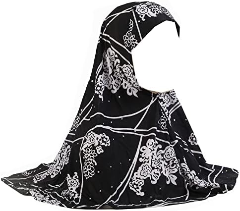 Jdyaoying Instant муслимански исламски хиџаби со долга турбанска капаче капаче шамија шал за жени печатена боја хиџаб