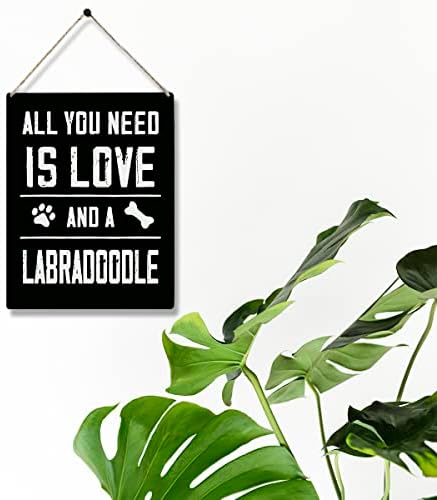 Сè што ви треба е loveубов и знак за дрво од лабрадудл 8 x 10 labradoodle мама подароци дрвена висечка плакета за домашна уметност декорација