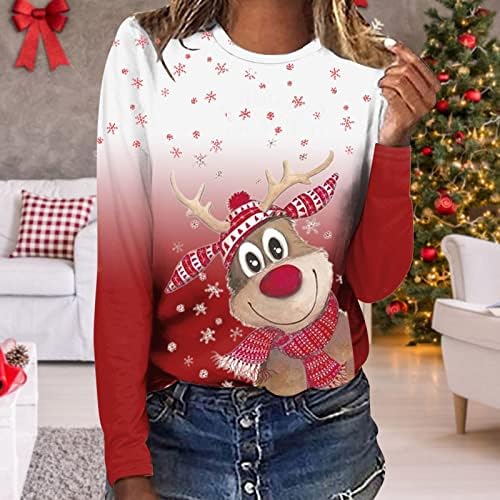 Зимска облека Анија за жени маички за Божиќни принт