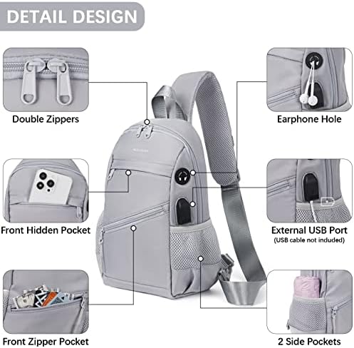 Бостантен прашка торба за жени мажи лесни торби за крстосници за жени кои патуваат пешачење торба со рамо со USB полнач за полнач