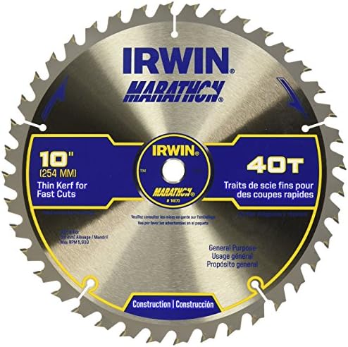 Irwin Tools Maraton Carbide Table / Miter Circular Saw Blade, 10-инчи, 40T