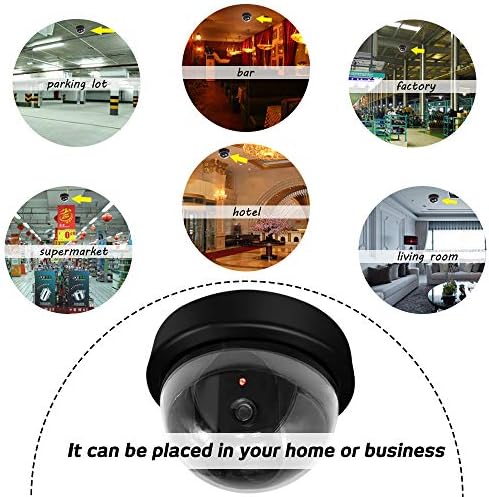 Пронајдете систем за надзор на CCTV со камера со реални симулирани LED диоди, 2 пакет лажна хемисфера безбедносна камера со 5 парчиња кои предупредуваат