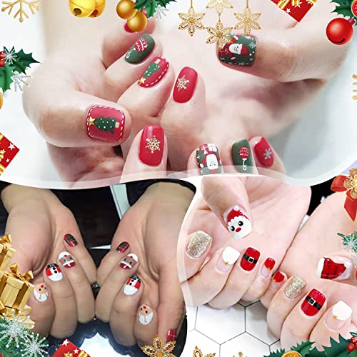 Wookoto 20pcs 280 совети Божиќни нокти налепници за одмор налепници за нокти на нокти за жени девојки гел ленти за нокти, обвивки