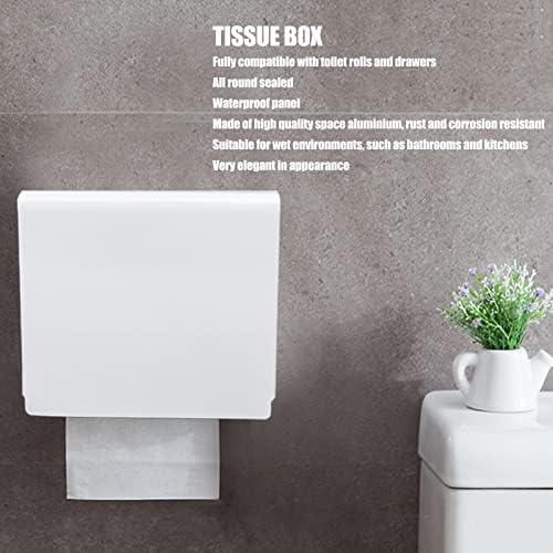 Пол за складирање на тоалетна хартија, бела водоотпорна мултифункционална запечатена дизајн, држач за тоалети за хартија, алуминиум за бања