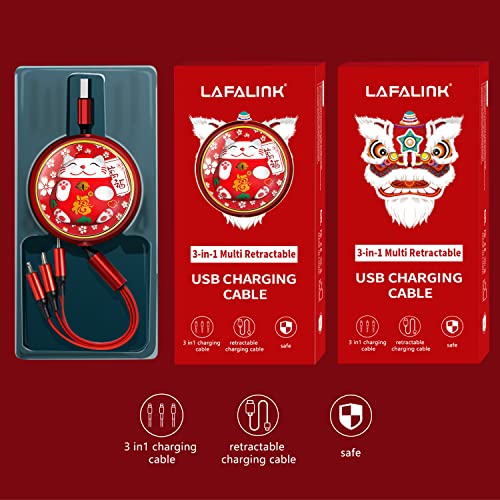 LAFALINK USB Кабел За Полнење со Повеќе Полнење, 3. 6Ft3-во-1 Кабел ЗА Полнење ШТО СЕ Повлекува 3A Кабел За Брзо Полнење Со Кабел За