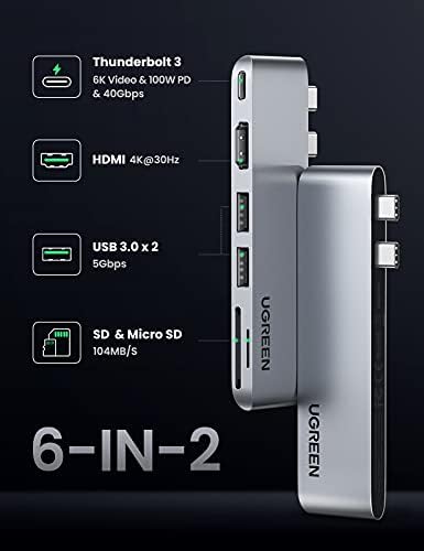 UGREEN USB C Адаптер За Macbook Pro Macbook Air M1 2020 2019 2018 СО 4k HDMI Thunderbolt 3 100w Испорака На Енергија Sd Tf Читач На
