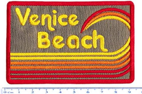 Гроздобер стил Венеција плажа сурфање сурферска кошула лепенка 9,5 см - значка - закрпи - 70 -ти - 80 -ти - Сурфање - Сурфа -