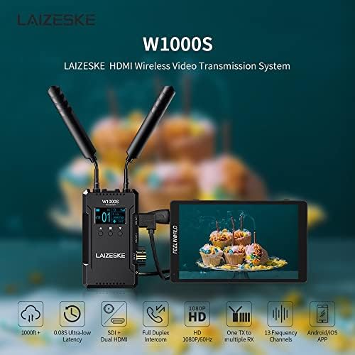 LAIZESKE W1000S 4K Безжичен Предавател Приемник SDI+Двојна HDMI Видео Пренос систем 0.08 s Латентност 1000ft 1080p 60Hz HDMI БЕЗЖИЧЕН