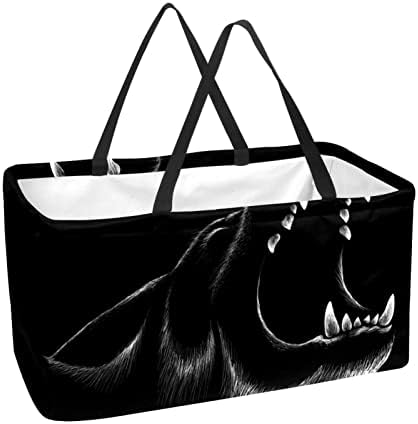 Кошар за еднократно шопинг, животински волк преносен преклопен пикник намирници торбички за перење, торба за торбичка за купување тота