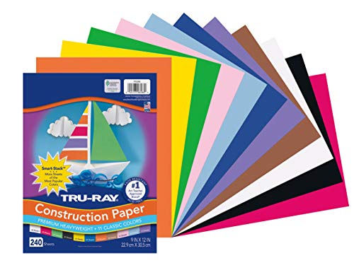 Tru-ray P6586 Construction Paper Smart-Stack, 9 x 12, 11 разновидни бои, 240 листови