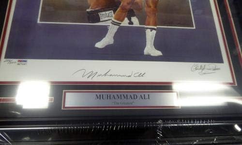 Мухамед Али автограмираше врамена 18x24 литографска фотографија Авто одделение 10 PSA/DNA B27067 - Автограмска бокс -уметност