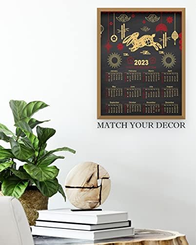 2023 Календар, Кинеска Лунарна Година На Зајакот 11 х14 Злато На Црн Годишен Ѕид или Биро на Прв Поглед Планер. Идеја За Подарок