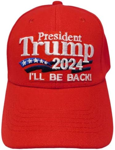 Претседателот трамп 2024 Ќе Се вратам! Црвена Прилагодлива Везена КАПА МАГА