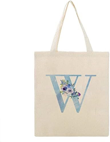 Цветен монограм буква - С -платно торба Флорална азбука за отпадоци за отпадоци за кампување на рамената на рамената торбички