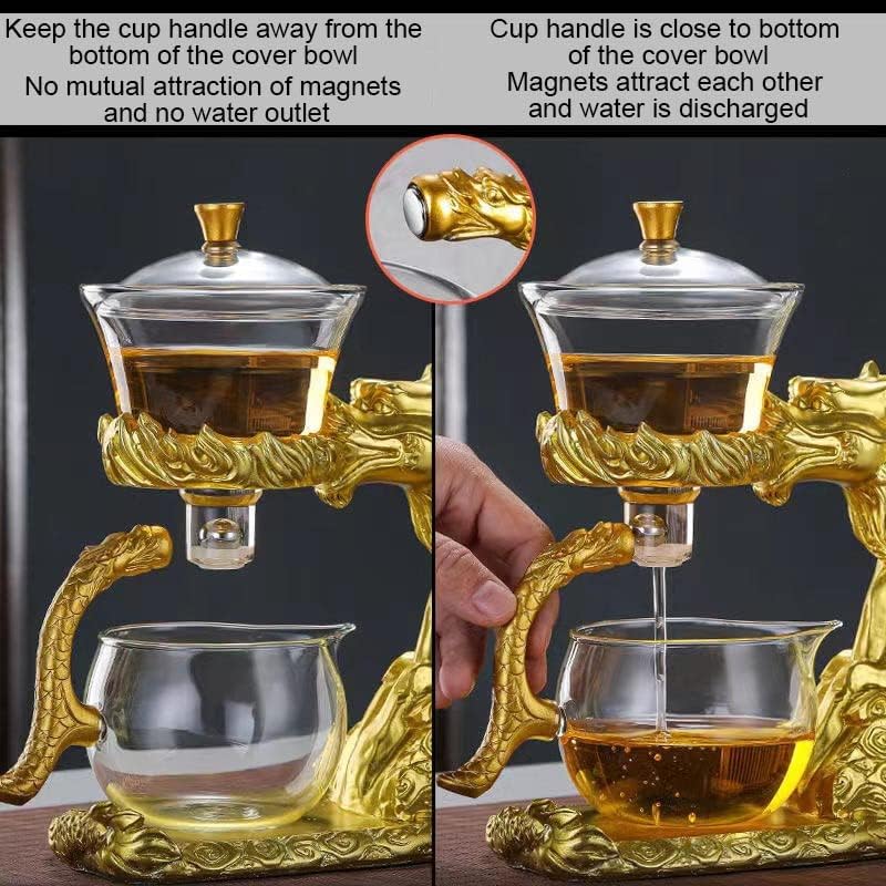 Креативен змеј чајник целосен автоматски стаклен чајник инфузер магнетна вода пренасочување на топлина отпорен на чај чајфу чај за пиење чајник