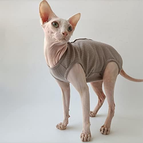 Wcdjomop Сфинкс облека за мачки - 4 нозе дише летни памучни маици маици облечени облеки елек пижами за мачки и мали кучиња облека за Сфинкс,