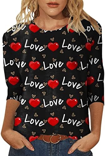 Дуксери За Денот на вљубените За Жени Трендовски Секојдневен Врат На Екипажот Љубов Печатени Празнични Блузи