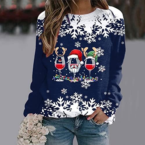 Јеколо Женска Божиќна Серија За Печатење Дома Секојдневен Пуловер Џемпер Fall