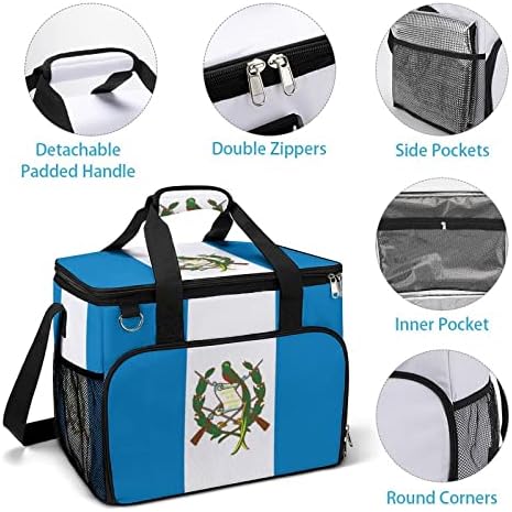 Изолирана торба со гравче за гватемала, преносен леден кутија, ладилник на рамената, со страничен џеб за намирници за купување пикници