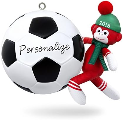Hallmark Keepsake персонализиран Божиќен украс 2018 година датира, фудбалски starвезда чорап мајмун