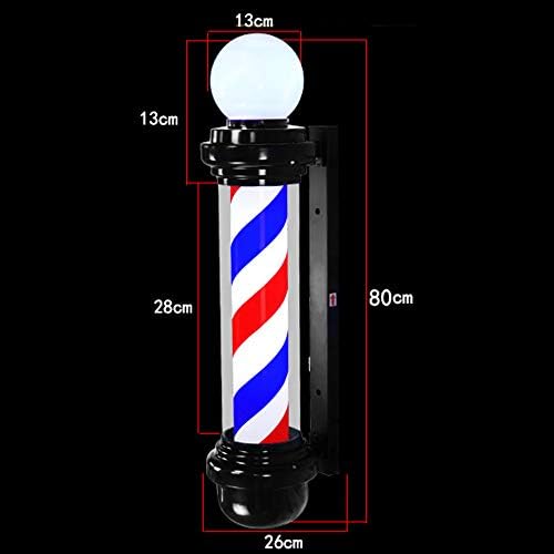 KQE Barber Pole LED светлина, Barber Shop Salon Barber Shop, осветлување и ротирачки ленти, поставени на wallидови/68 см.