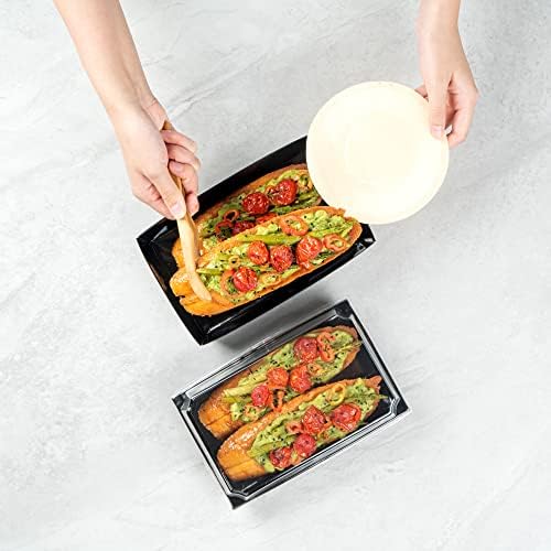 Ресторани Matsuri Vision Rectangle Black Paper Medion Sushi Tray - 8 x 5 x 1 1/2 - 100 Count Box Box