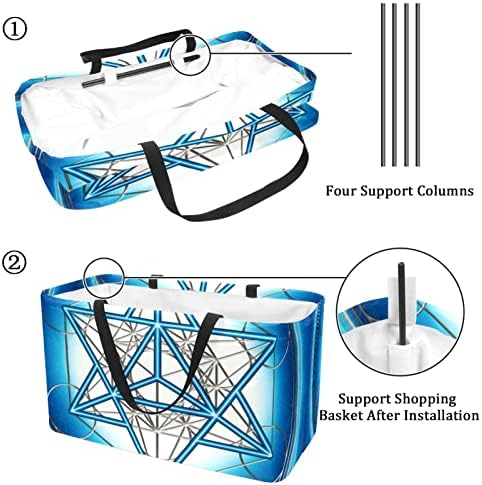 Кошница за еднократно шопинг сина пентаграм преносни преклопни пикник намирници кеси за перење алишта за торба за торба за купување