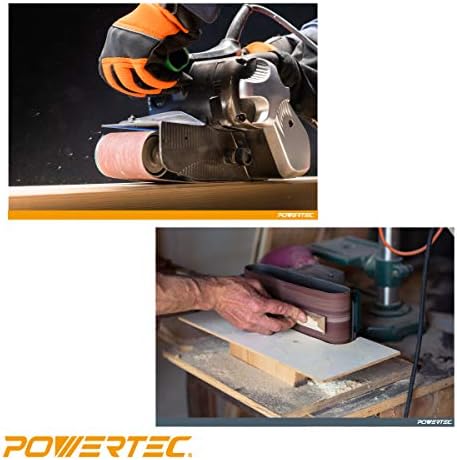 POWERTEC 110800 3 x 18 инчи за пескарење | 60 решетки за пескарење на алуминиум оксид | Премиум шкурка за преносен појас Sander