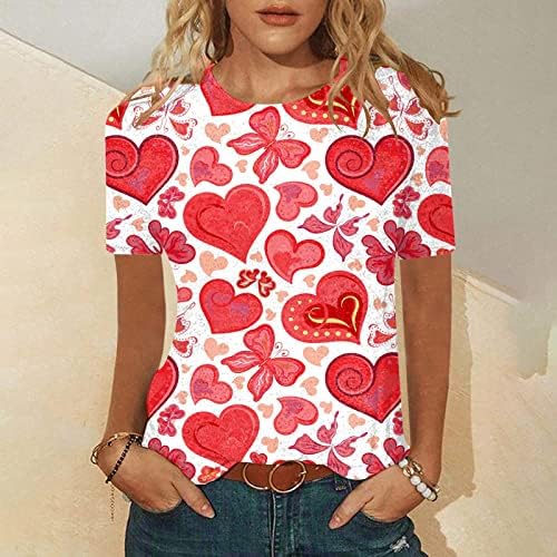 Jjhaevdy женски loveубов срцето џемпери Среќни кошули за Денот на вineубените графички долги ракави в Valentубени врвови облека