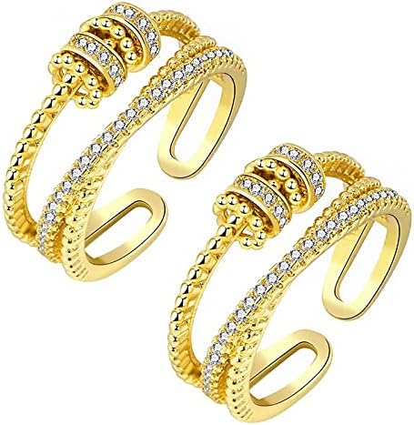 Zly 2 PCS FIDGET RING FOR WOMENS, вртежен прстен, на мојата ќерка Фиџет Ринг, отворен прилагодлив прстен за жени тинејџери девојки