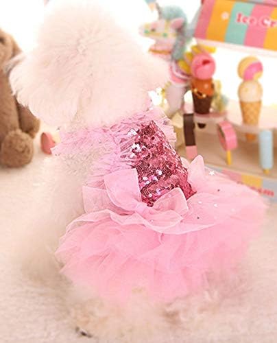 Marupet мода слатко кученце куче што треска принцеза здолниште за миленичиња куче чипка торта камизола туту фустан розова м