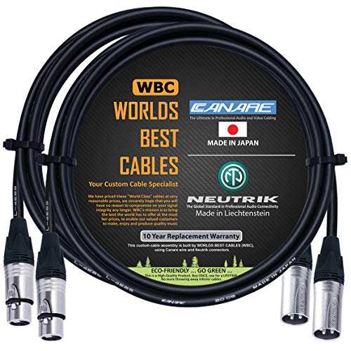 Најдобри кабли во светот 2 единици - 6 стапала - квад балансиран микрофон кабел, изработен со употреба на жица Canare L -4E6S и Neutrik Silver