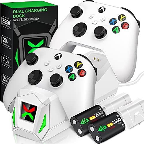 Контролер Полнач Станица со 2x2550mah Батерија Пакети За Xbox One|Серија X / S Контролер, Двојно Полнење Приклучок За Xbox Еден Контролер