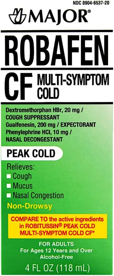 Голем робафен CF мулти -симптом врв на ладна кашлица декстрометофан 20mg / guaifenesin 200mg / фенилефрин 10mg - 4 fl oz