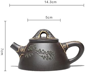 Wionc Purple Clay Teapot, Зиша, рачно изработен, чај сет, пиење чај, кал од хуанглонгшан, црна кал тиркизна лажичка