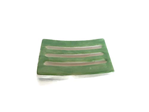Светло зелено рачно изработено сапун сапун за керамички сапун, држач за сунѓер на правоаголник