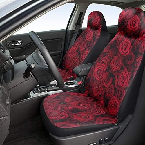 ЈангКидс Денот на в Valentубените, црвена роза за печатење на автомобили, покрива 2 парчиња сет Универзална предна перница за автомобили за SUV/автомобили/камиони, рома?