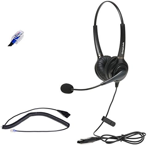 Слушалките за центри за повици на Ovislink компатибилни со NEC Телефон Сите модели | Двојно уво, микрофон за откажување на бучава, RJ9 слушалки