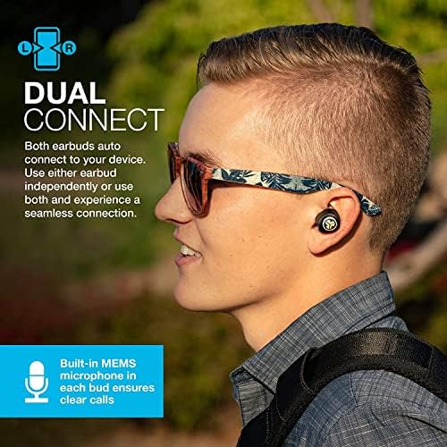 Jlab JBuds Воздух Икона Вистински Безжичен Потпис Bluetooth Слушалки Со Полнење Случај, Црна &засилувач; Злато, Ip55 Отпорност На Пот, Bluetooth